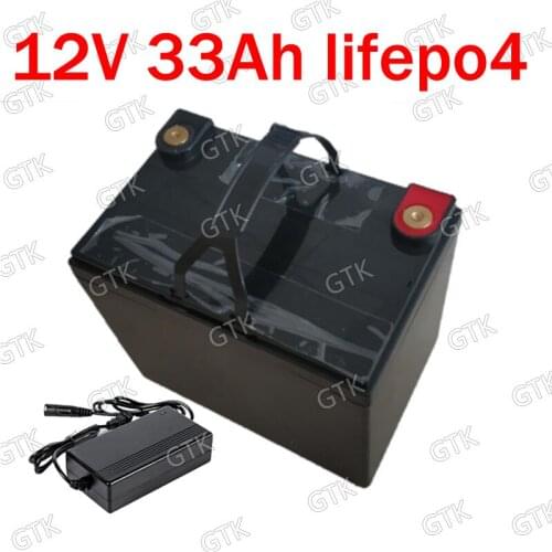 GTK waterproof Lifepo4 12v 33Ah lithium battery BMS 4S for 360W Hernia lamp Fish finder Monitor UPS solar storage RV +5A Charger