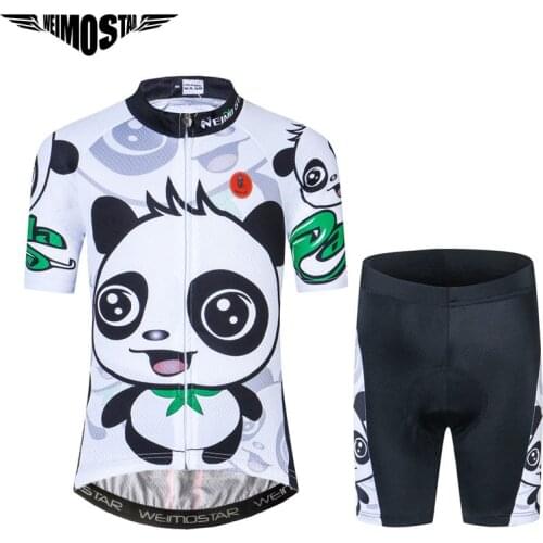 Weimostar Panda Kids Cycling Jersey Set Cartoon Children Cycling Clothing Summer Bike Jersey Quick Dry Bicycle Jersey Suit Ropa