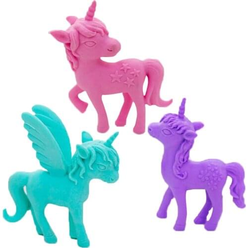 1pc Unicorn Pencil Eraser Cartoon Candy-colored Unicorn Eraser Creative For Kids Funny Erasers Korean Stationery School Supplies