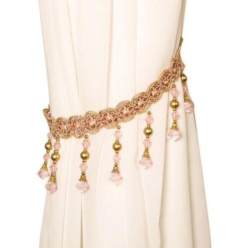 1PCS Roman Style Curtain Tie Backs Rope Acrylic Bead Curtain Buckle Decor Accessories Clips Curtain Holders