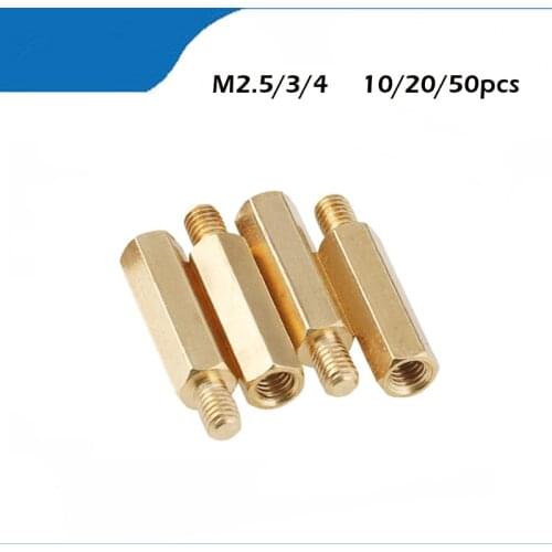 10/20/50pcs brass standoff M2 M2.5 M3 M4 Male Female Brass Standoff Spacer Hexagonal Stud Spacer