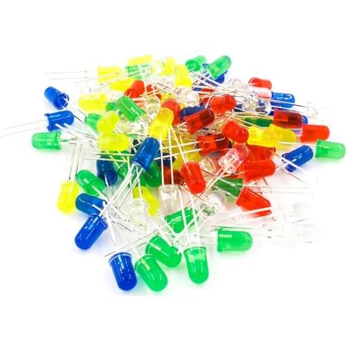 100pcs/lot 5mm LED Lamp beads Assorted Kit DIY LEDs Set White Yellow Red Green Blue electronic diy kit Hot sale