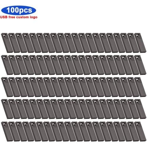 100pcs/lot USB 2.0 metal USB Flash Drive 64GB 32GB 16GB 4GB USB Stick Metal Pen Drive Real Capacity Waterproof free custom logo
