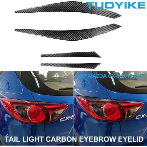 2PCS Car Styling Real Carbon Fiber Rear Tail Light Eyebrow Eyelids Trim Cover Sticker For Mazda CX-5 CX5 2013-2017 Accessories