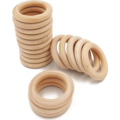 20pcs 40mm 1.57" Wood Ring Baby Teething Rings DIY Making Baby Bracelet Necklace Wooden Teether