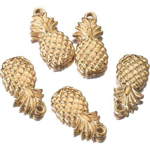 5pcs/lot Stainless Steel Pineapple Charms Bracelet DIY Necklace Findings Components Earring for Jewelry Making Bulk Dangles