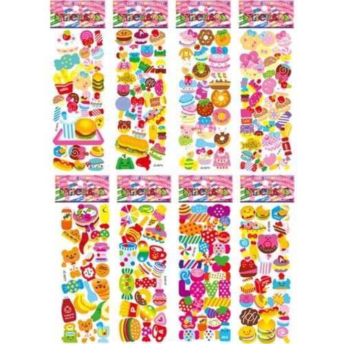 8 sheets/pack hamburger ice cream food sticker kids Children DIY toys funny scrapbook laptop bedroom stickers for boy girl gift