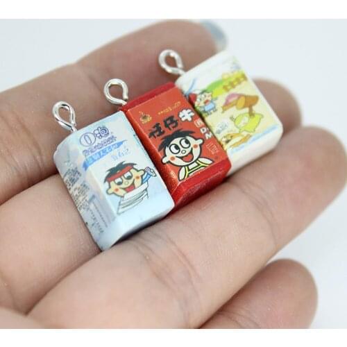 Yamily 8pcs/Resin Milk Charm Simulation Milk Box Bottle Pendant DIY Jewelry For Keychain Earrings Bracelet Necklace Making