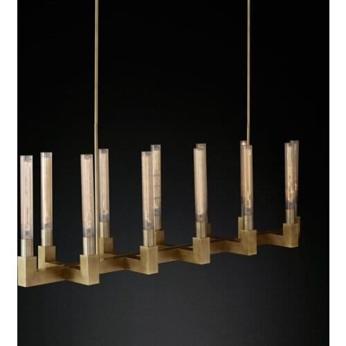 RH American Loft Straight E27 Edison Led Chandelier Dining Room Gold Black Metal Chandelier Lighting Rod Led Hanging Chandelier