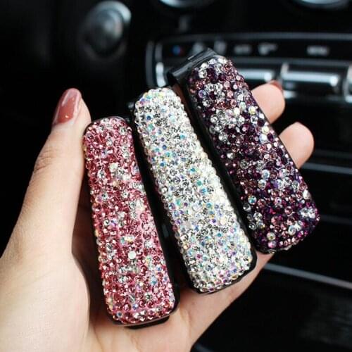 Car Glasses Clip Multi-Function Crystal Sun Visor Sunglasses Holder Clip Pen Holder Bill Receipt Card Clip Bracket Car Decoratio