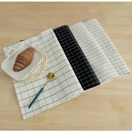 White Black Cotton Napkins Stripe Cloth Towel For Kitchen-Meal Mat Dinner Napkin Tea Towels for Glasses kitchen Decoration