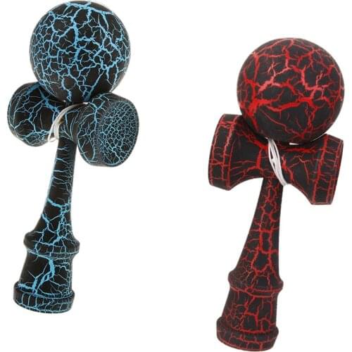 2Pcs Wooden Crack Paint Kendama Toys Sword Ball Professional Wooden Toy Skillful Juggling Ball Game Toy for Children Black & Red