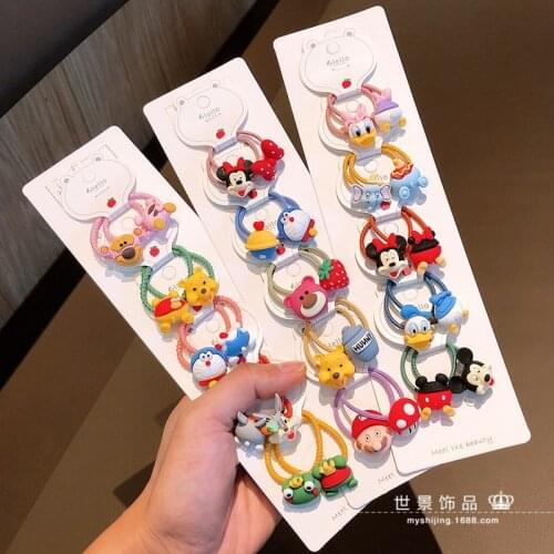 Disney cartoon children hair accessories resin acrylic rubber band hair ring frosted BB clip card suit Mickey girl headgear clip