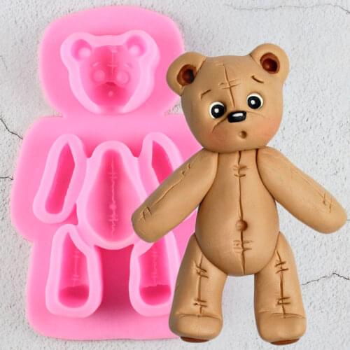 Baby Party Bear Silicone Mold Cupcake Topper Fondant Cake Decrating Tools Cookie Baking Confectionery Chocolate Gumpaste Moulds