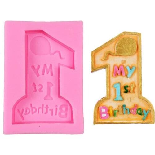 Baby Birthday One Year Old Chocolate Fondant Cake Mold Cake Decoration Tools Soft Clay Mold Kitchen Baking Tools