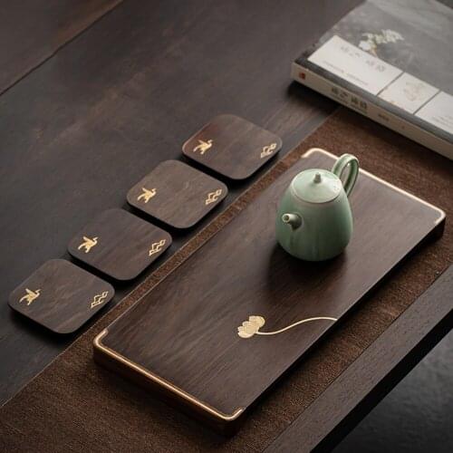 Japanese Style Indoor Solid Wood Tea Cup Tea Pot Tray For Office House Use Wooden Board Tray For Food Dishes Tea Dessert Fruit