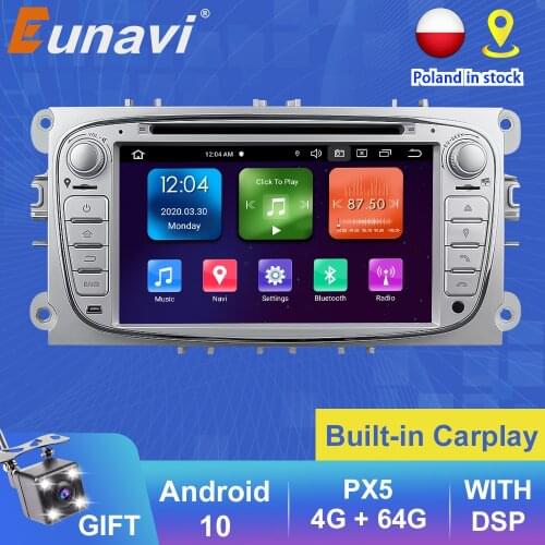 Eunavi 2 Din Android DSP Car DVD Multimedia Player Radio Audio GPS Auto For FORD Focus 2 II Mondeo S-MAX C-MAX Galaxy DSP WIFI