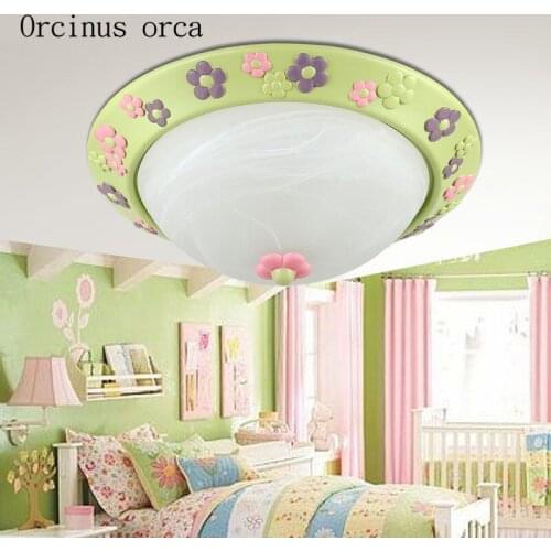 European garden flower ceiling lamp Girl Bedroom Princess bedroom children room lamp flower carving resin LED ceiling lamp