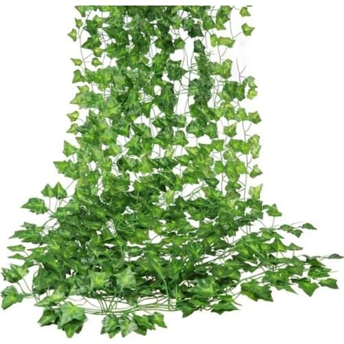 12 Packs of Artificial Ivy Leaf Plant Vine Hanging Wreath Fake Bougainvillea Home Garden Office Wall Decoration Green