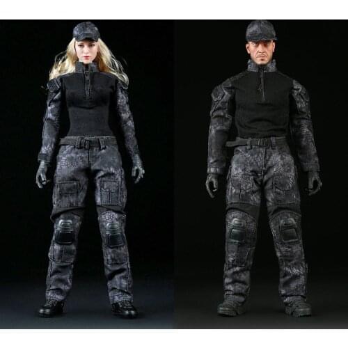 Fire Girl 1/6 Black Python Camouflage Combat Uniforms FG005 FG006 for 12inch Ph Hottoys Action Figure DIY