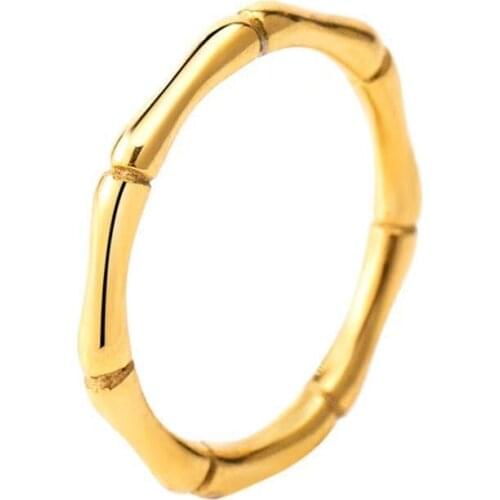 Thin Bamboo rings for women stainless steel gold pinky rings stackable minimalist jewelry dainty size 5 size 9
