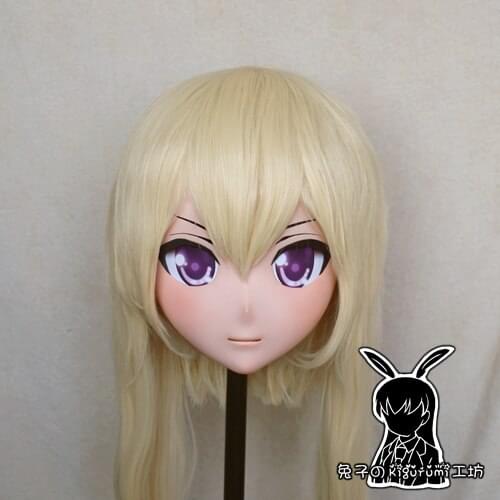 Rabbit 21) Resin Crossdress Pretty Girl 3/4 Head BJD Doll Mask Cartoon Anime Warspite Cosplay Kigurumi Mask Crossdresser
