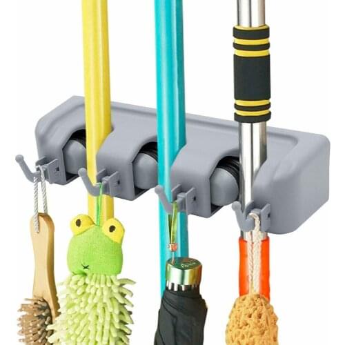 Kitchen Organizer Mop Holder 5/4/3 Position Brush Broom Hanger Storage Rack Household Mop Brush Hanger Kitchen Gadgets