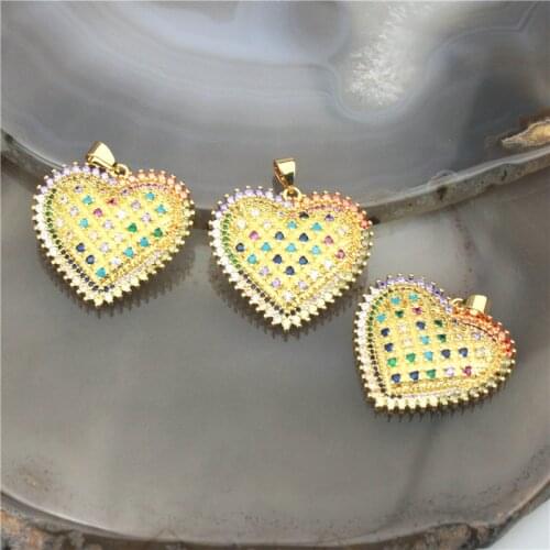 30*26mm 10pcs/lot High quality cz pendant,heart shape cubic zircon charm jewelry,bracelet/necklace component wholesale