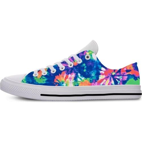 Multicolor Tie Dye Vintage Fashion Lightweight Classic Canvas Shoes Men Women Casual Breathable Sneakers
