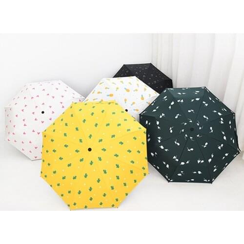 Small Fresh Folding Girl Umbrella ins Fashion Art Portable Small Rainy and Sunny Dual-Use Parasol