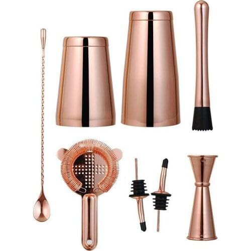 Cocktailshaker 28 OZ 304 Stainless Steel Copper Boston Shaker Set for bartender kit of 8 pieces Free shipping