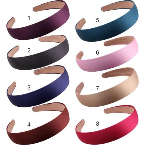 Multi Colors Korean Minimalist Headband Women Girls Faux Suede Cloth Wrapped Stretch Hair Hoop Wide Plain Solid Color Headpiece