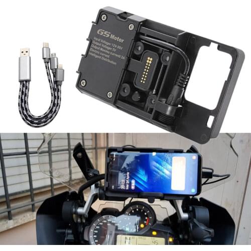 Mobile Phone Holder Stand Bracket Motorcycle USB Charger For BMW R1200GS LC Adventure 2014 2015 2016 2017 S1000XR R1200RS