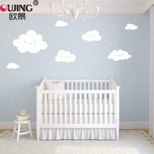 Cartoon Cute Smiling Clouds Wall Stickers For Kids Rooms Nursery Boys Girls Gifts Art Mural Home Decoration Easy Apply Wallpaper