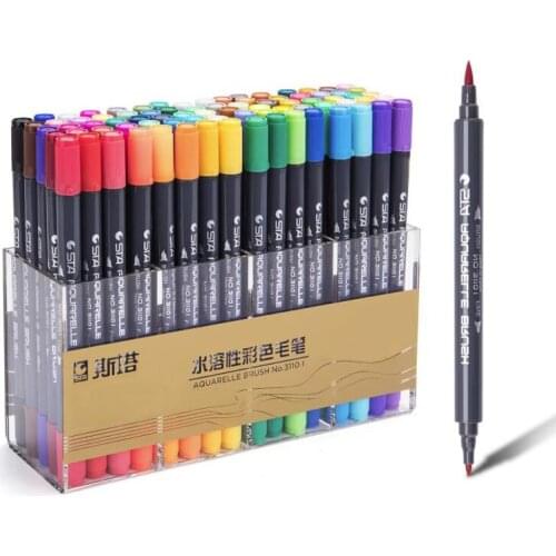 12/24/36/48 Colors Dual Tips Watercolor Brush Marker Pen Set with Fineliner Tip For Drawing Design Art Marker Supplies