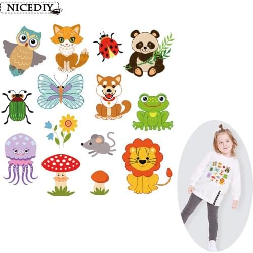 Nicediy Ironing Applications For Childrens Clothing Striped Iron Patches For Clothes Cartoon Butterfly Animals Patch Sticker