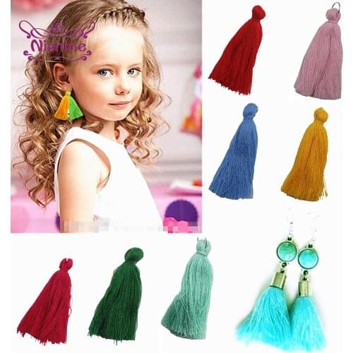Nishine 50pcs/lot 5 CM Fashion Polyester Silk Tassel DIY Earrings Charm Pendants for Jewelry Making Components Accessories