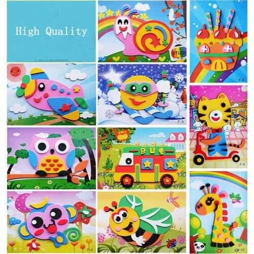 New 3/5 Designs/lot DIY Cartoon 3D EVA Foam Sticker Puzzle Series Kids Multi-patterns Styles Toys for Children Birthday Gift