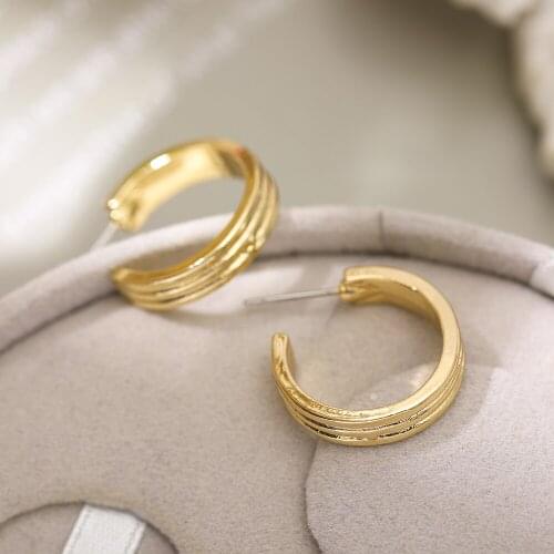 Punk Gold Color Big Circle Hoop Earrings for Women Simple Fashion Geometric C-Shape Metal Earrings Party Jewelry 2021