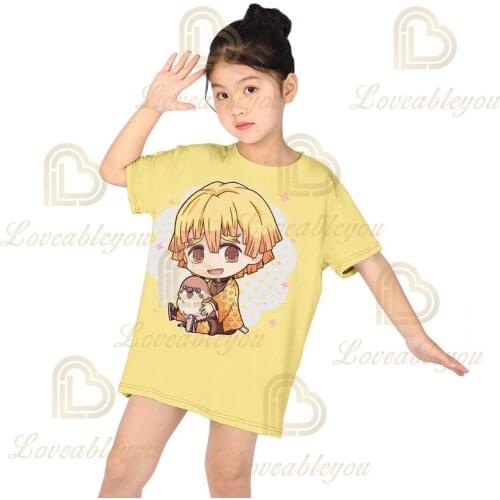 Persaonlity Summer Anime T Shirt Children Kids Cartoon Blade of Ghost Graphic T-shirt Girls Streetwear Tops