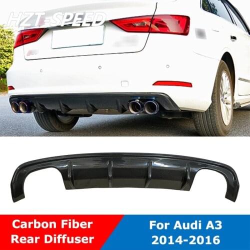S Type Carbon Fiber Rear Shovel Bumper Lip Spoiler Diffuser For Audi A3 Hatchback Car Styling 2014-2016