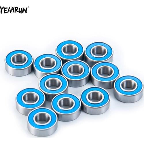 YEAHRUN 12pcs Ball Bearing Rubber Sealed Bearings Kit Chrome Steel For Tamiya Frog Super Blackfoot Stadium Blitzer RC Car Parts