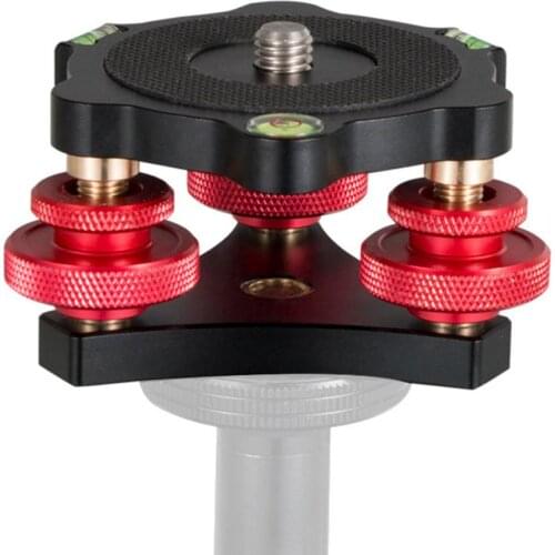 LP-64 Camera Tripod Head Leveling Base Aluminum Alloy Triple-wheel Precision Leveler Bubble Level 3/8" Screw