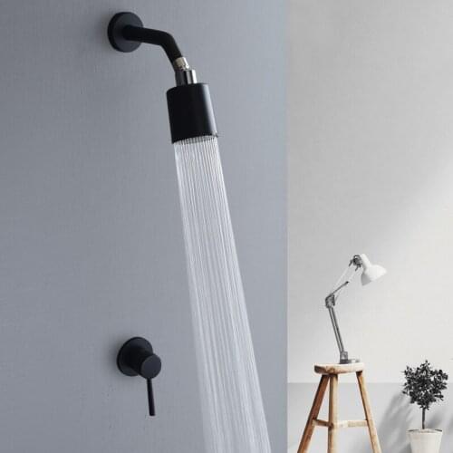 Bathroom Shower Faucet Sets Brass Round Wall Mounted Rainfall Head Single Handle Cold And Hot Water Hidden Shower System