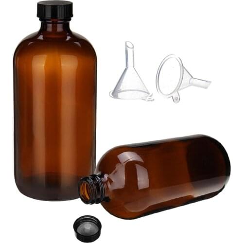 2pcs 500ml Glass Bottles Amber Glass Growlers 16 Ounce with Tight Seal Lids Perfect for Secondary Fermentation Storing