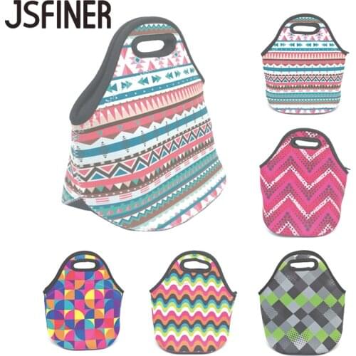 JSFINER Fruit Food Milk Thermal Insulated Lunch Bag 2 Persons 3D Waterproof Print 100% Neoprene Picnic Lunch Bag For Women Kids