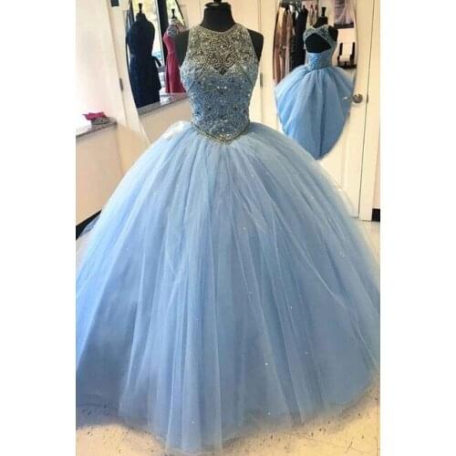 Custom Made Tulle Ball Gown Quinceanera Dress 2021 Elegant Beadings Sequins Vestido Debutante Charming Crystals Sweet 16 Dress