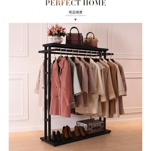 Clothes store display rack nakajima double shelf womens clothing store parallel bar clothes rack in the middle of two 2-row