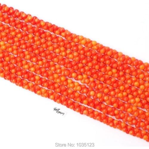 High Quality 4x8mm Natural Orange Color Coral Gems Loose Beads Strand 15" DIY Creative Jewellery Making w2908
