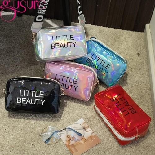 Gusure Women Laser Crossbody Bag Fashion Mini Square Shoulder Messenger Bags Jelly Colors Holographic Trend Wild bolsa feminina